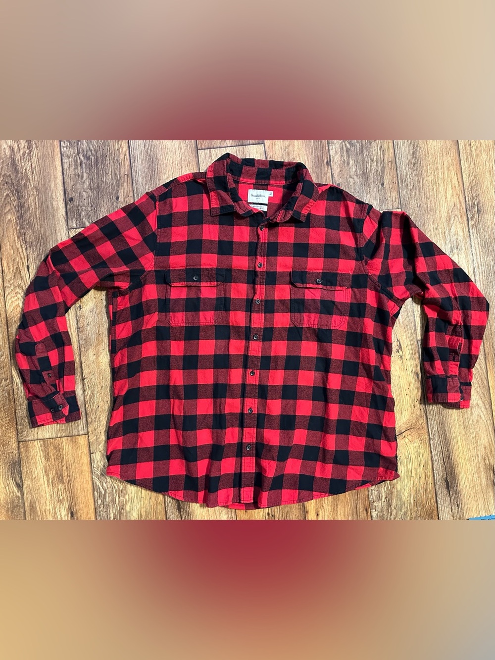 Goodfellow & Co Red and Black Buffalo Plaid Button-Down Shirt size 3XB Tall